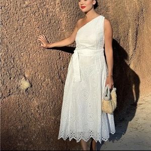 Zara Embroidered Asymmetric Midi Dress